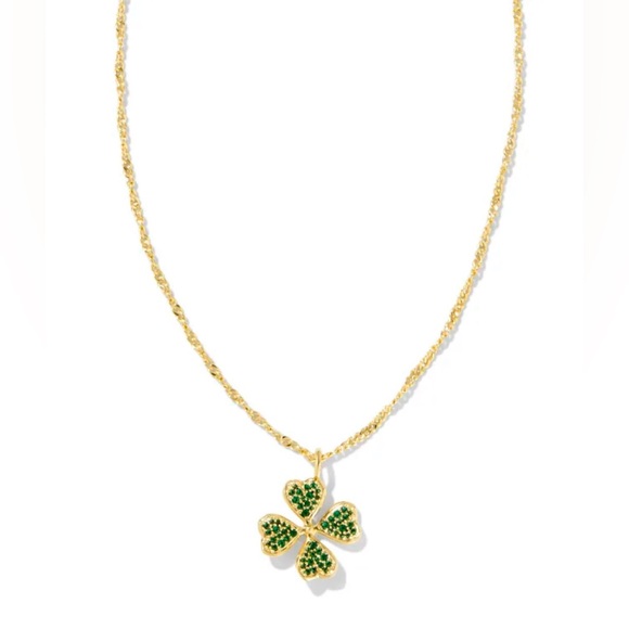 Kendra Scott Jewelry - Kendra scott green crystal clover 🍀 necklace gold